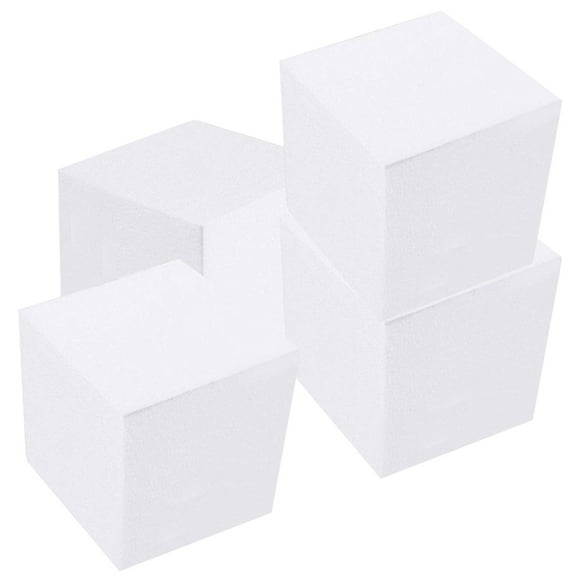 Minkissy 4Pcs Foam Craft Block for Wedding White Polystyrene Square Block Artists