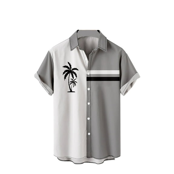 IROINNID Men's Casual Stylish Beachwear Short Sleeve Print Summer Blouse
