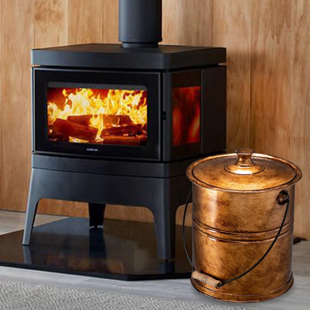 Zimtown 3Gal Metal Coal Hod Fireplace Ash Bucket Bronze