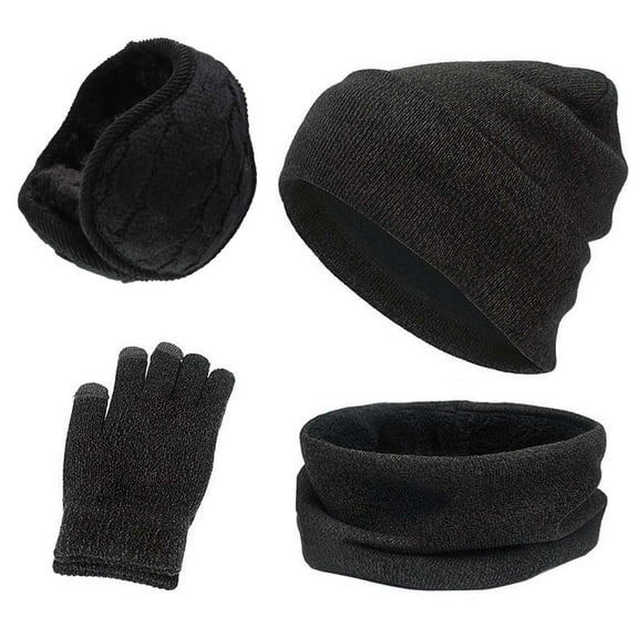 Spencer Winter Hat Scarf Gloves and Ear Warmer 4-Piece Set, Warm Beanie Hat Touch Screen Gloves Set Winter Gifts Neck Warmer Ear Muffs for Men Women
