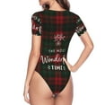 thumbnail image 4 of Daiia Wonderful Time Christmas print Women's Crew Neck Short Sleeve Bodysuit Fashion Tops Fit Casual Basic Extender Bodysuit-Medium, 4 of 9