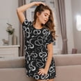 thumbnail image 3 of Pofeuu Snake Print Women's Loose Fit Short Sleeve Nightgown, Comfortable Sleep Dress for Women, Casual Lounge Sleepwear, Soft Cotton Sleep Dress, 3 of 6