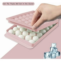 Ice Cube Trays, 1 Inch Round Ice Trays for Freezer with Lid and Bin, 33 x 3 Pack Tiny Ice Ball Maker Mold with Tongs Easy Release for Chilling Drinks, Juice (Pink, 33 X 3)