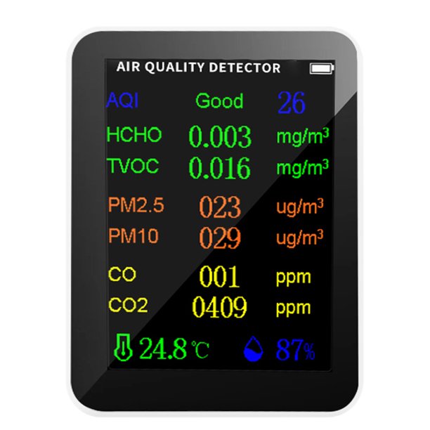 Detector De Calidad Del Aire 9 En 1 Detector De Dióxido De Carbono Detector De Gas Digital Para El Hogar (Negro) Likrtyny Para estrenar