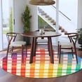 thumbnail image 3 of Round Rugs 5Ft, Colorful Stripe Round Area Rug Washable Indoor Throw Carpet, Farmhouse Striped Modern Abstract Art Soft Non Slip Circle Rug for Cabinet Bathroom Home Decor Aesthetic, 3 of 8