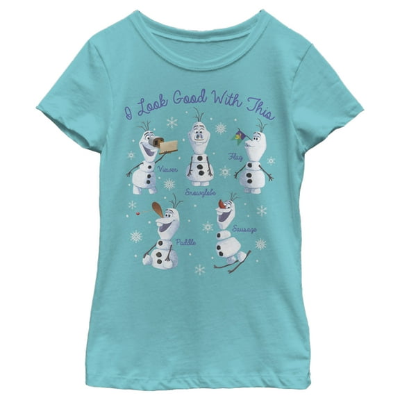 Girl's Frozen I Look Good With This Nose  Graphic Tee Tahiti Blue X Small