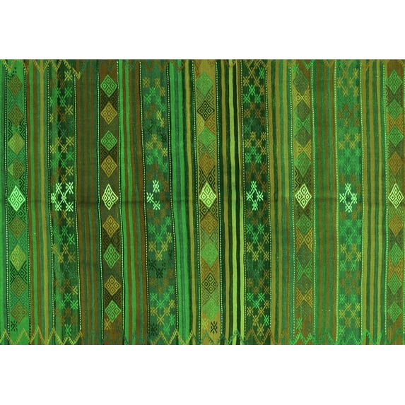 Ahgly Company Indoor Rectangle Abstract Green Contemporary Area Rugs, 4' x 6'