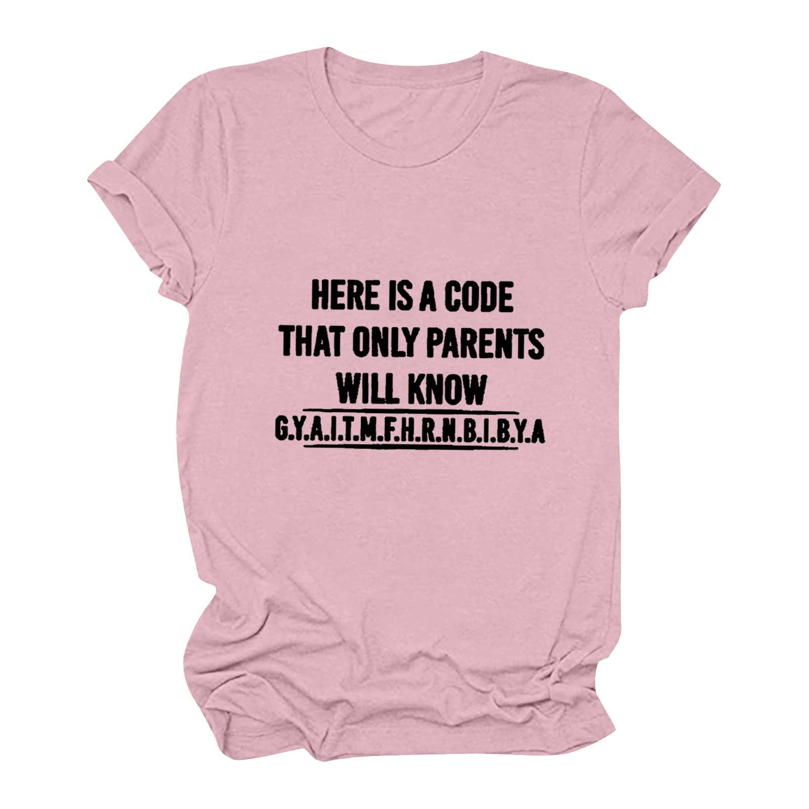 Lirclo Tshirts Shirts for Women Letter Teen Girls Funny Crewneck Short Sleeve Cute Pink XL Walmart.com