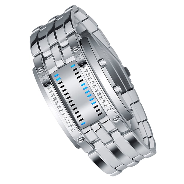 Reloj Binario Para Hombres Reloj Binario Binario Digital Reloj Binario Con Luz De Fondo Azul Movimiento De Cuarzo Japonés 50m Resistente Al Agua Para Hombres Padres Novios