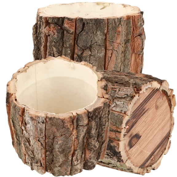 ACDANC 3 Pcs Plants Flower Bucket Large Flowerpot Pots for Tree Stump Wooden
