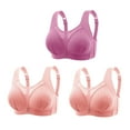 thumbnail image 2 of Sakmal Everyday Bras Plus Size Bras for Women Push Up Solid for Older Women Purple 3 Pack Plus Size Bra, 2 of 9