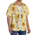 thumbnail image 2 of Balery Watercolor With Sunflowers Men's Casual Button Down Shirt Short Sleeve Textured Summer Cuban Beach Shirts-X-Large, 2 of 7