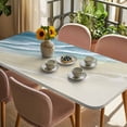 thumbnail image 3 of Haze Blue Beach Coastal Table Cloths for 6 Foot Rectangle Tables, Summer Ocean Nautical Seaside Patio Waterproof Elastic Fitted Tablecloths, Washable Rectangular Table Cover for Camping, 3 of 8
