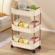 thumbnail image 1 of Carrito móvil con ruedas | Organizador de almacenamiento de 3 niveles con ruedas | Carrito multiusos para cocina, baño, dormitorio y sala de estar | Plástico beige | 2 tamaños disponibles, 1 of 6