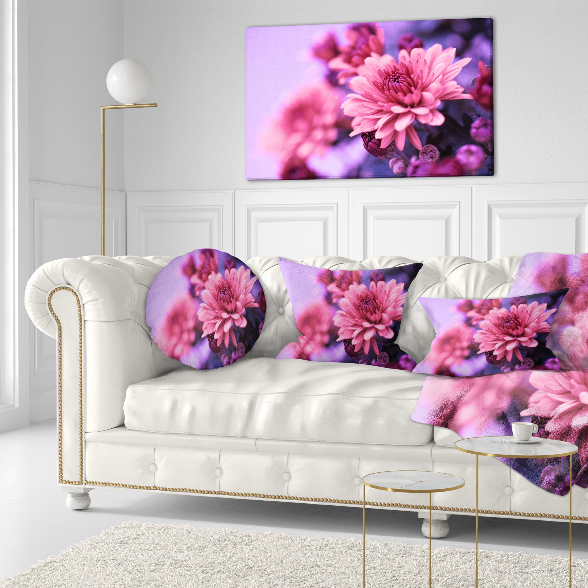 Designart Colorful Autumnal Chrysanthemum - Floral Throw Pillow - 12x20