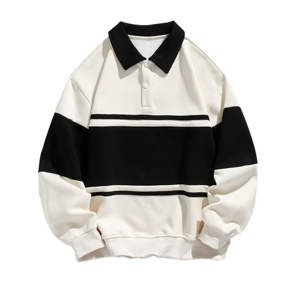 Erwazi Mens Long Sleeve Sweatshirts Casual Collared Fall Fashion Sweatshirt Pullover Tops Beige 2XL