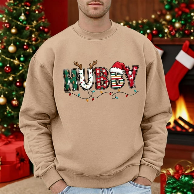 MHFRRA Sudadera Holgada de Manga Larga con Cuello Redondo y Estampado Informal para Hombre y Mujer Caqui