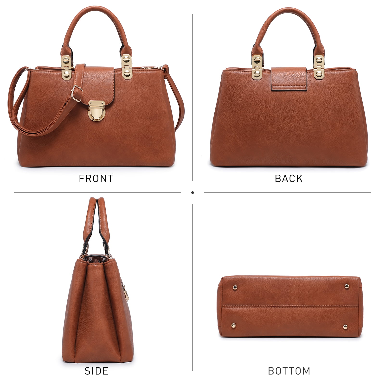Dasein Women Satchel Handbags Top Handle Purse Medium Tote Bag Vegan Leather Shoulder Bag