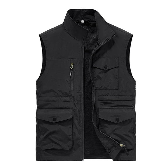 Busydd Men's Outerwear Vests Casual Lightweight Zipper Sport Vests Solid Color Sleeveless Vest Jacket Plus Size Men's Vest with Pockets M-6XL