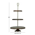 thumbnail image 3 of DecMode 14" x 25" Dark Brown Mango Wood  Tiered Server with Aluminum Bases, 1-Piece, 3 of 7