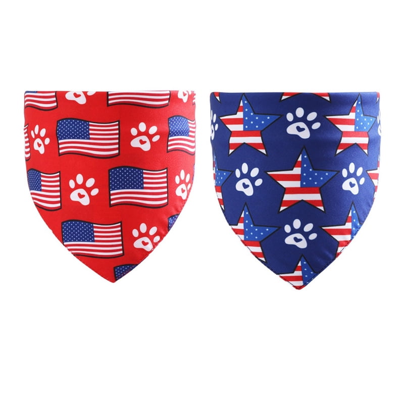 2 Pack Dog Bandana American Flag Scarf For Independence Day 4th Of July