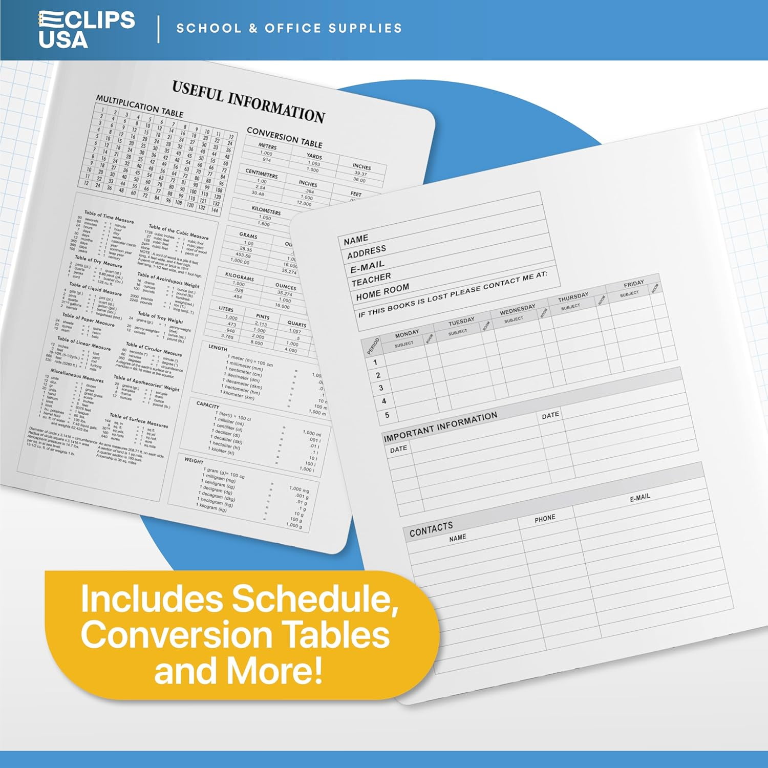 VEEBOST 100-Sheet Quad Ruled Graph Composition Notebooks with Hard Cover, 9.75" x 7.50", 12-Pack