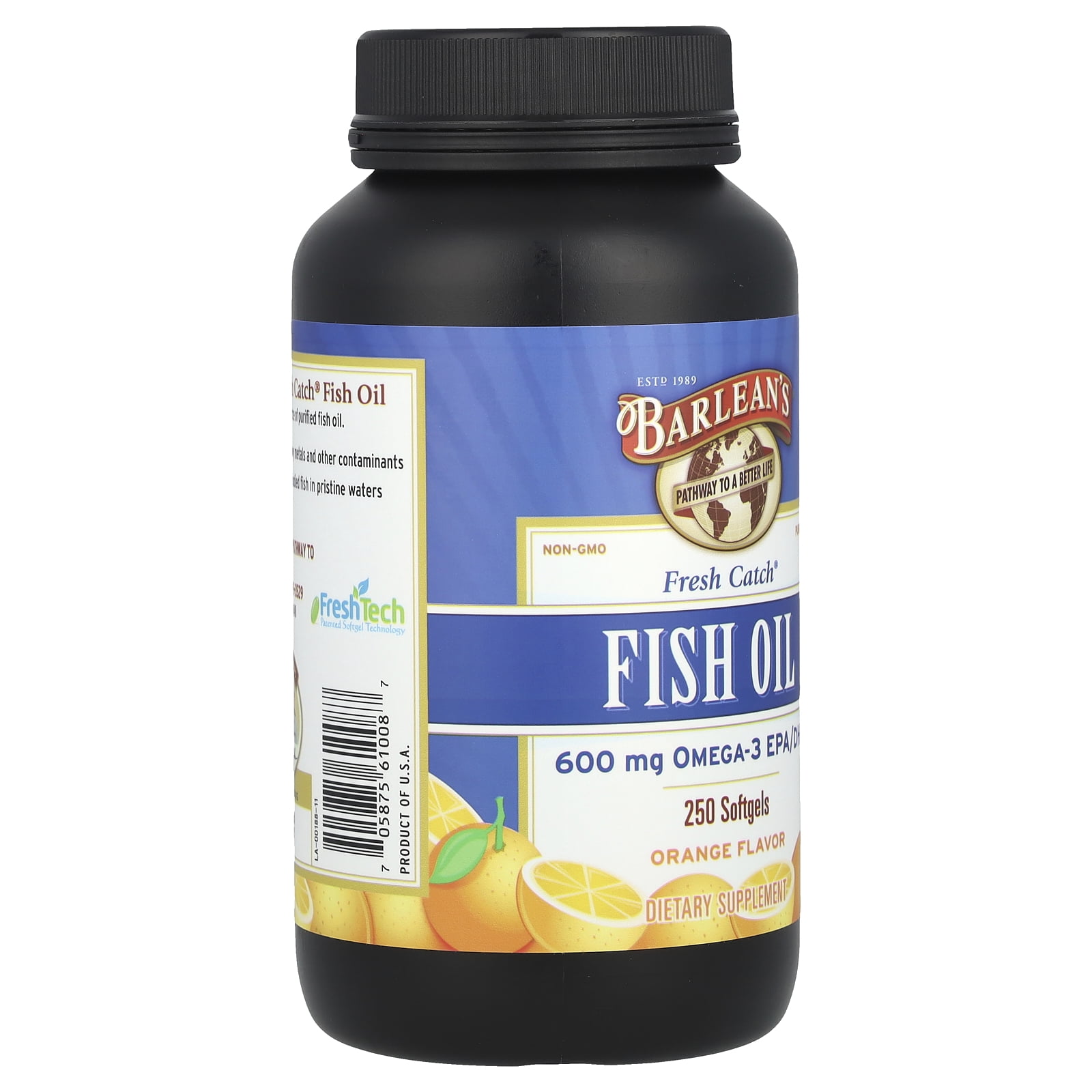 Barlean's Fresh Catch, Fish Oil Supplement, Omega-3 EPA/DHA, 250 Softgels