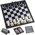 thumbnail image 1 of Juego de tablero de ajedrez 3 en 1 de 31 x 31 cm, tablero de ajedrez magnético con ajedrez, damas, backgammon para niños y adultos, juego de tablero de ajedrez plegable y portátil, 1 of 5