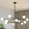 thumbnail image 1 of AIR-Modern Chandelier 12-Light Sputnik Chandeliers Black and Gold Chandelier Light Fixtures for Dining Room Over Table Mid Century Height Adjustable High Ceiling Kitchen Farmhouse Chandelier, 1 of 4