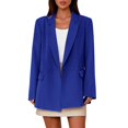 thumbnail image 3 of Women's 2025 Fall Winter Office Blazer, Notch Lapel Slim Fit Open Front Jacket, Business Casual Work Suit for Women, Tailored Career Blazer with Pockets, Professional Long Sleeve Coat Blue XXL, 3 of 10