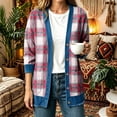 thumbnail image 4 of Bixock Jeans Cardigan for Womens Open Front Long Sleeve with Pockets Printed Loose Casual Outerwear Fall Winter Coats Daily Wear, 4 of 5