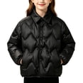 thumbnail image 2 of Kids Parka Coat Solid Color Double Sided Wearable Coat Long Sleeve Hooded Warm Winter Jacket Windproof Daily School Outerwear for Girls with Pockets, 2 of 8