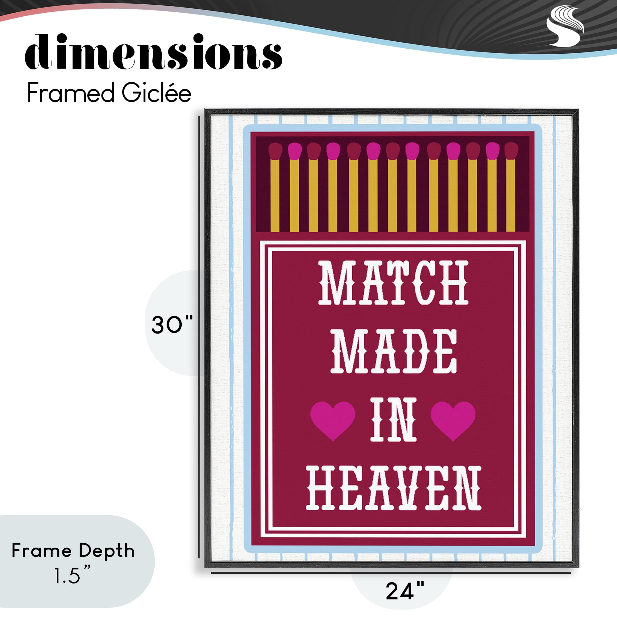 Stupell Industries Vintage Match Made In Heaven Black Framed Giclee Art, design by Lil' Rue