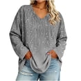 thumbnail image 6 of TARIENDY Plus Size Womens Shirts V Neck Oversized Long Sleeve T-shirts Vintage Printed Fall Casual Tops Spring Vacation Outfits Gray*1 XL, 6 of 9