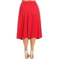 thumbnail image 3 of Women's Plus Size A-Line High Waist Elastic Band Pleated Solid Midi Skirt Made in USA, 3 of 4