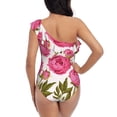 thumbnail image 5 of Pofeuu Rose Flowers Print Women's One Piece Swimsuits One Shoulder Swimwear Asymmetric Ruffle Monokinis Bathing Suits-X-Large, 5 of 6