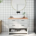 thumbnail image 1 of vidaXL Bathroom Countertop Light Brown 100x30x2 cm Treated Solid Wood, 1 of 4