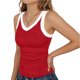 thumbnail image 4 of Mujeres Blusas de Verano sin Mangas Cuello en V Cuello Sólido Camiseta, Poliéster Suave Desgaste Diario Casual, Longitud Regular, 4 of 5