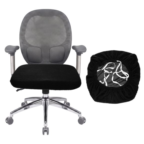 Office Chair Cover, Grid Computer Chair Seat Cover, L(45-48cm), Black