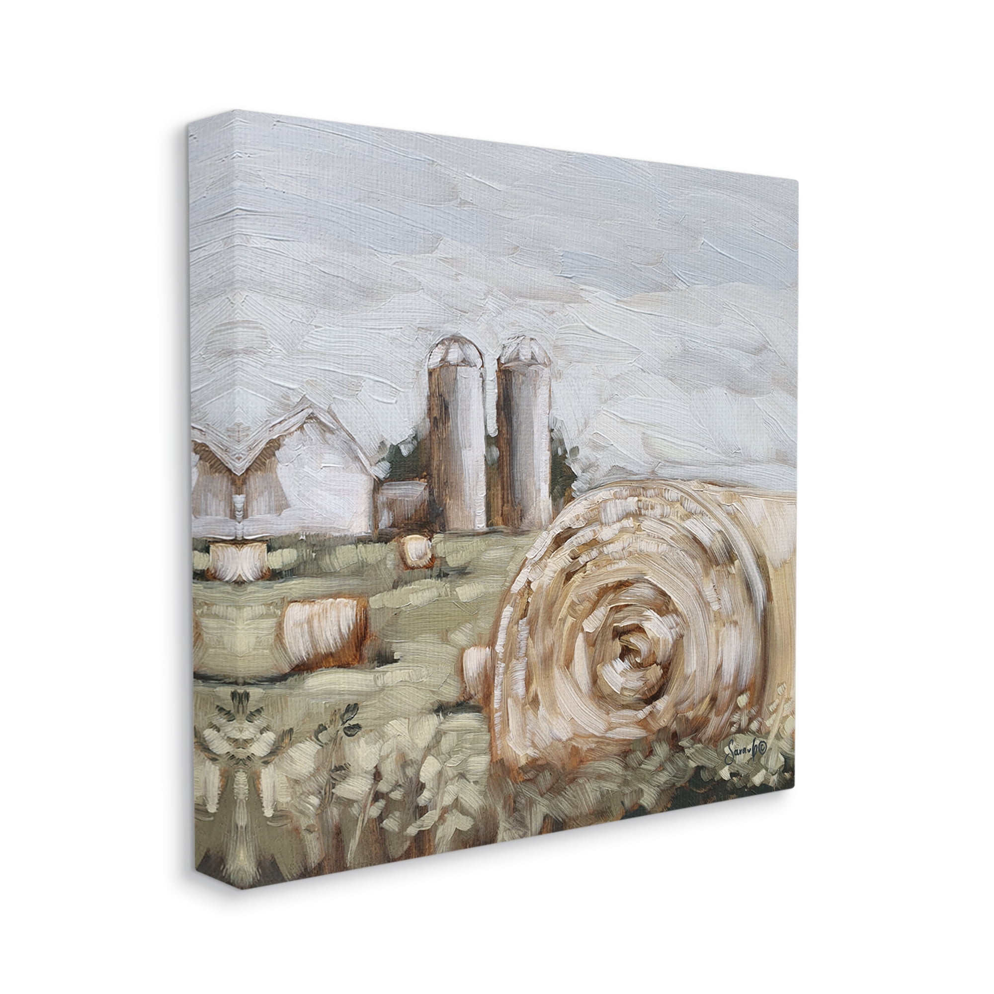 Stupell Hay Bales Farmland Pasture Landscape Painting Gallery Wrapped Canvas Print Wall Art