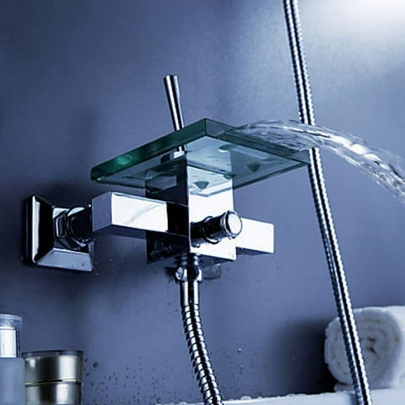 Juno Glass Waterfall Wall Mounted Bathroom Faucet