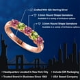 thumbnail image 2 of Gem Stone King 18K Rose Gold Plated Silver Pink Tourmaline and Green Peridot Wedding-Bands Ring for Women | 0.86 Cttw | Round 3.5MM | Gemstone October Birthstone | Size 8, 2 of 6