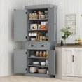 thumbnail image 2 of HOMCOM Garde-Manger de Cuisine, Buffet Autoportant avec 4 Portes, Gris, 2 of 10
