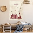 thumbnail image 2 of Polish Tapestry, Warsaw Calligraphy with a Skyline Graphics, Wall Hanging for Bedroom Living Room Dorm Decor, 40W X 60L Inches, Champagne Dark Salmon, by Ambesonne, 2 of 5