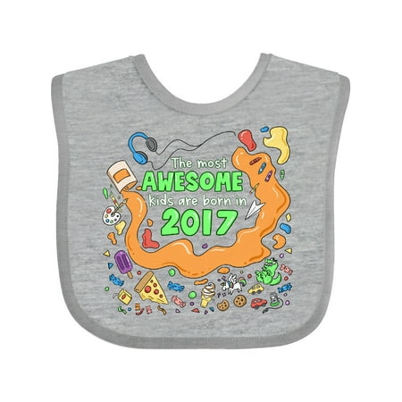 

Inktastic The Most Awesome Kids are Born in 2017 Gift Baby Boy or Baby Girl Bib