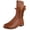 Brown, variant on Women Round Toe Lace Up Mid Calf Boots Low Heel Casual Comfortable Daily Boots for Spring Autumn Gray