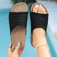 thumbnail image 3 of Rokment Cork Footbed Platform Slides Sandals for Women 2026 Summer Beach Vacation Comfortable Mesh Walking Flat Dress Slip on Slippers Wide Feet Black Size 5.5, 3 of 7