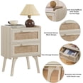 thumbnail image 4 of Rattan Nightstand, Boho End Table with 2 Drawers Bedroom Bedside Side Tables Grey White Night Stand for Living Room, Bedroom, Dorm Room Essentials, 4 of 9