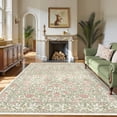 thumbnail image 2 of Garvee 8'x10' Vintage Floral Area Rug Washable Botanical Carpet, Non Slip Boho Indoor Rug for Living Room Bedroom Home Office, Beige Pink, 2 of 7