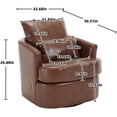thumbnail image 2 of BISHE Modern PU Leather Recliner Chair with 360° Swivel, Comfy Barrel Accent Armchair with Cushions, Upholstered Lounge Chair for Living Room, Bedroom, Nursery, Apartment, Brown Leather, 2 of 7
